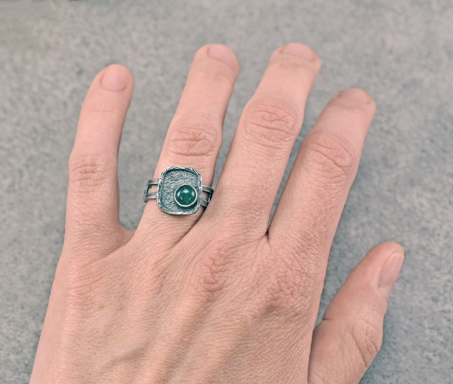Aventurine and Sterling Silver Ring, Size 6.5
