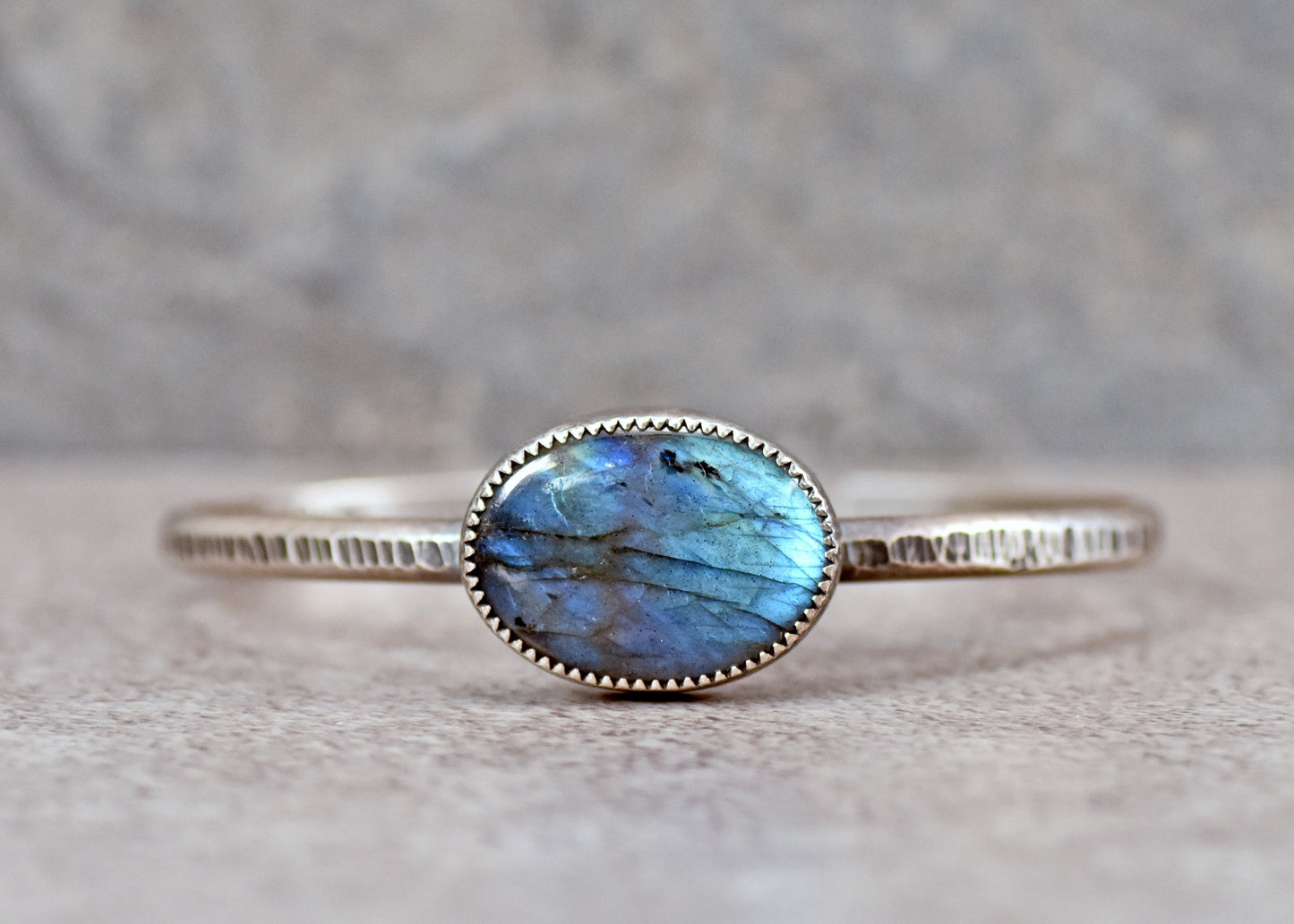 Labradorite and Sterling Silver Cuff Bracelet, Size Medium
