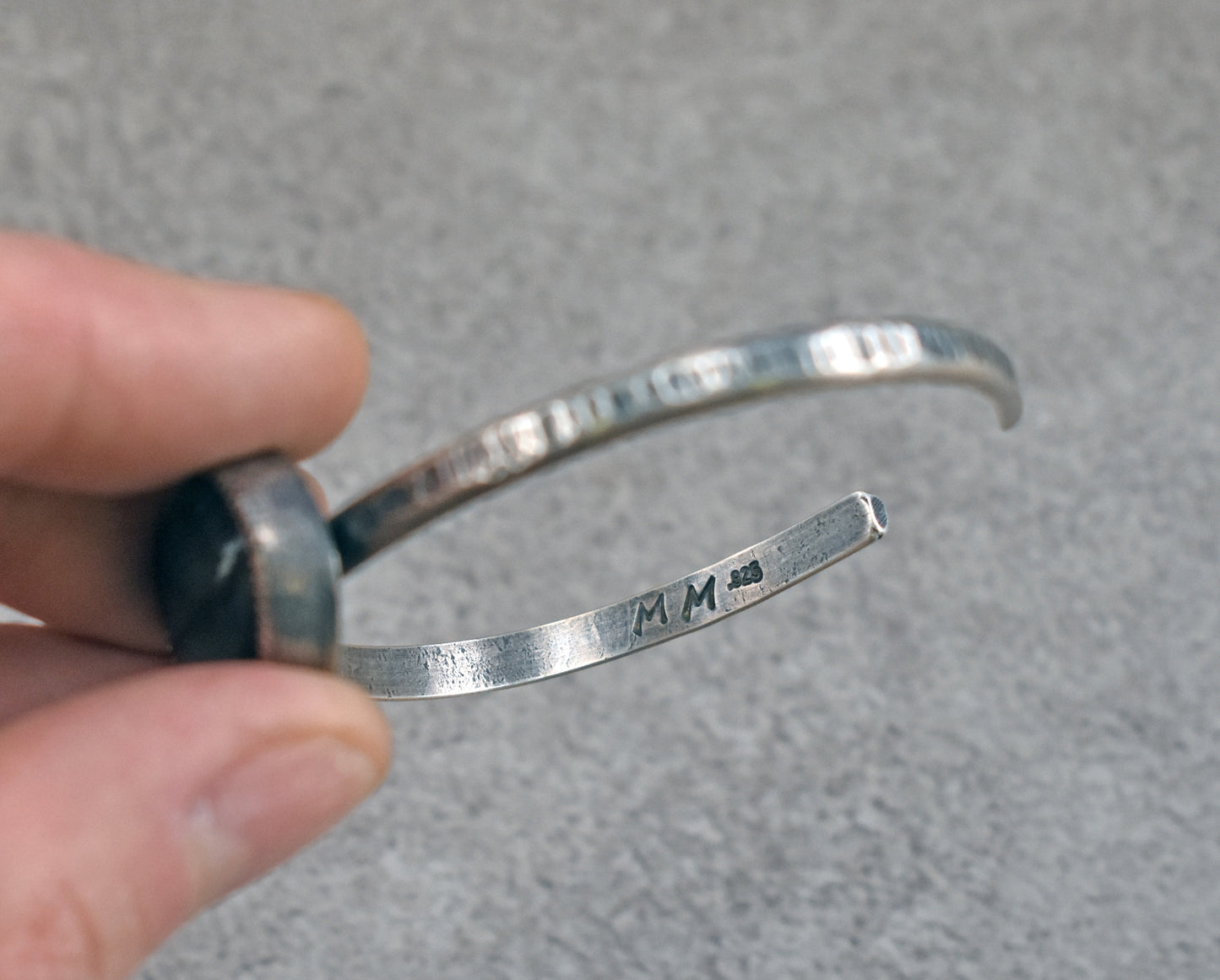 Labradorite and Sterling Silver Cuff Bracelet, Size Medium