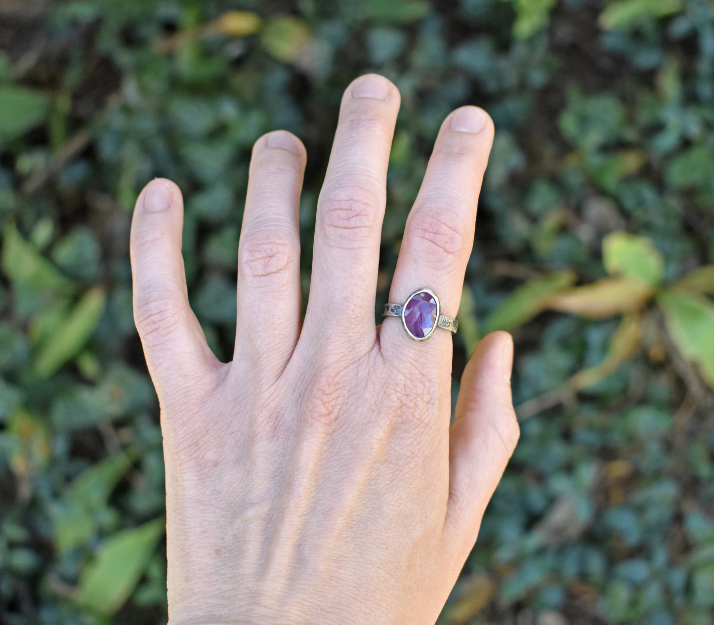 Faceted Pink Sapphire and Sterling Silver Ring, Size 7, Natural Gemstone Silversmith Jewelry