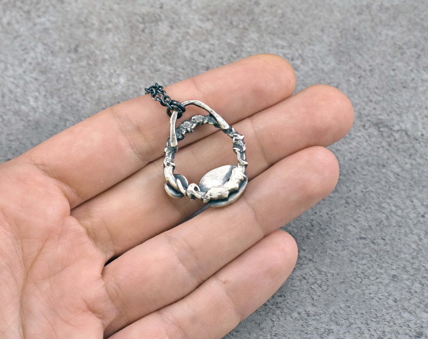 Small Blue Sapphire, Moonstone and Sterling Silver Necklace