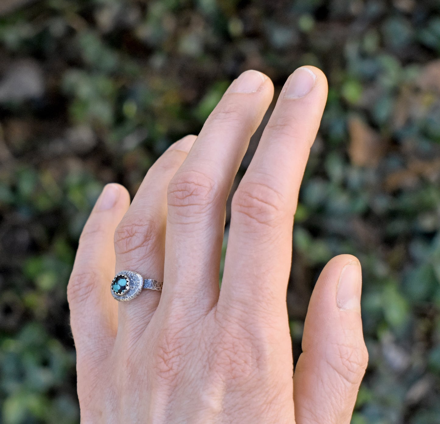 Turquoise Sterling Silver Ring Size 6.5, Artisan Silversmith Jewelry Handmade