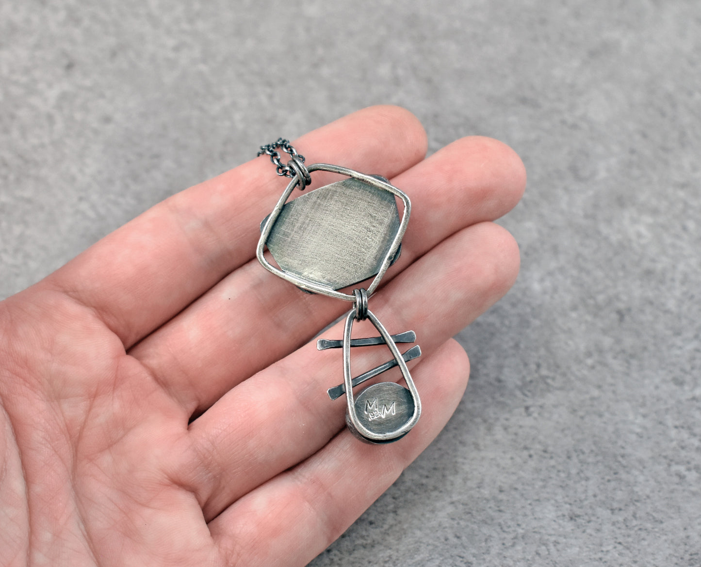 Turquoise, Charoite and Sterling Silver Necklace, Rustic Silversmith Pendant, Artisan Handmade Jewelry