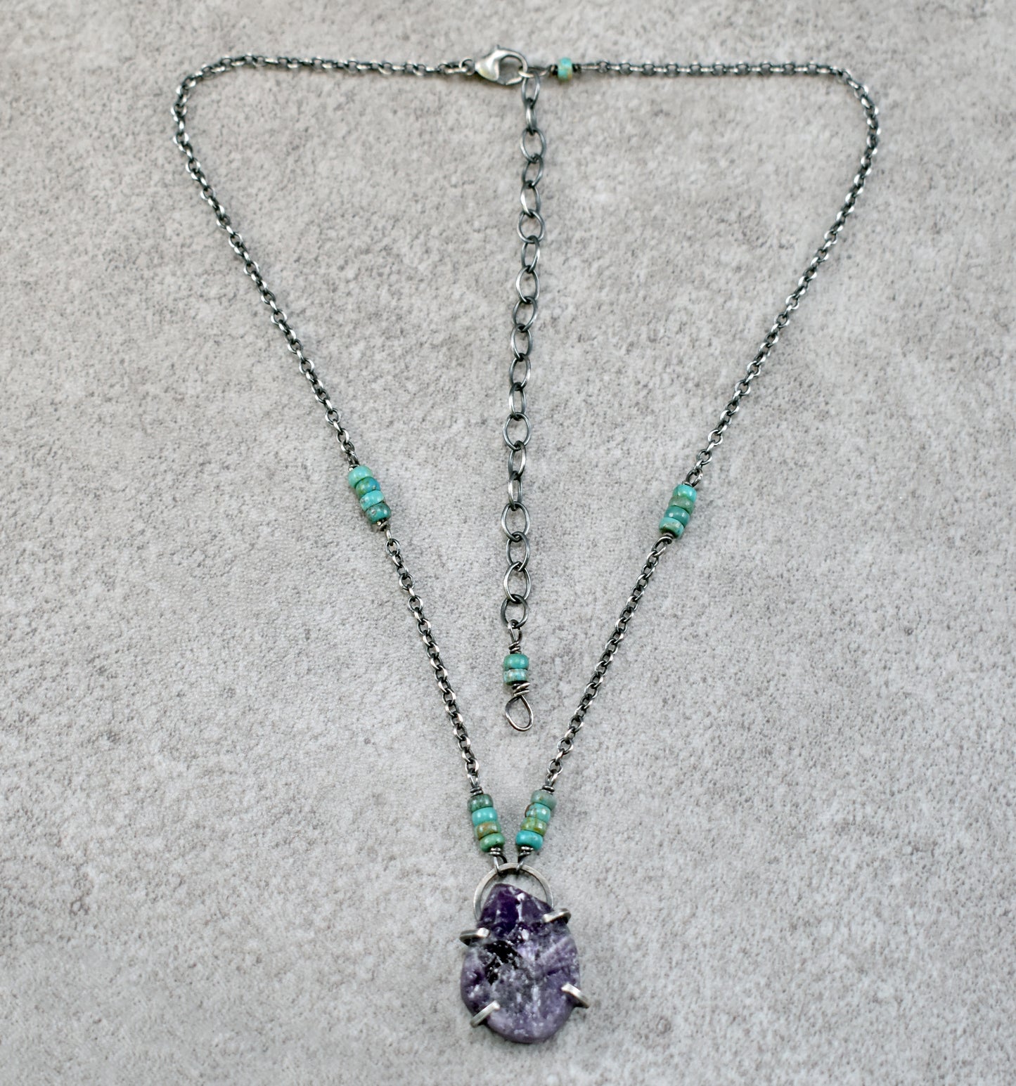 Raw Amethyst Prong-Set Sterling Silver Necklace