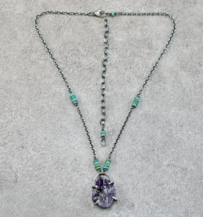 Raw Amethyst Prong-Set Sterling Silver Necklace