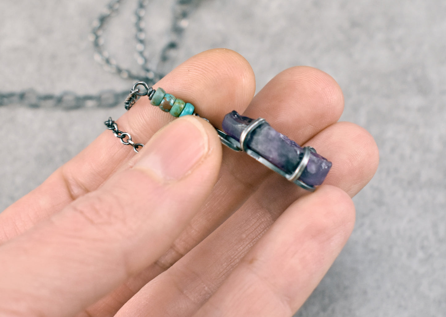 Raw Amethyst Prong-Set Sterling Silver Necklace