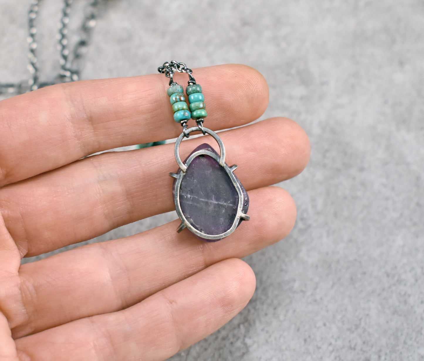 Raw Amethyst Prong-Set Sterling Silver Necklace