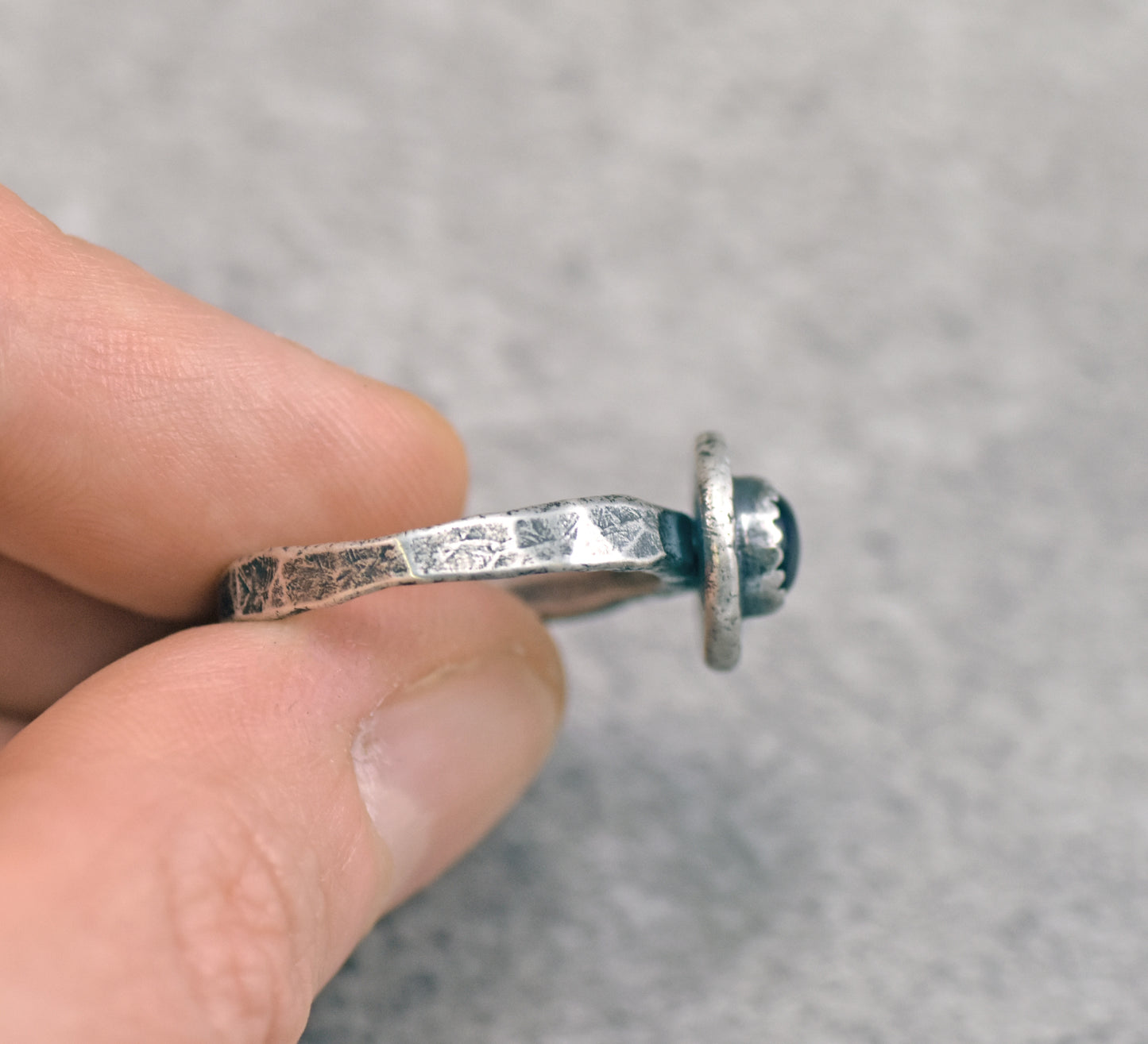 Amethyst Sterling Silver Ring Size 8.5, Organic Rustic Purple Gemstone Metalsmith Jewelry