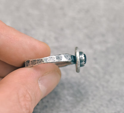 Amethyst Sterling Silver Ring Size 8.5, Organic Rustic Purple Gemstone Metalsmith Jewelry