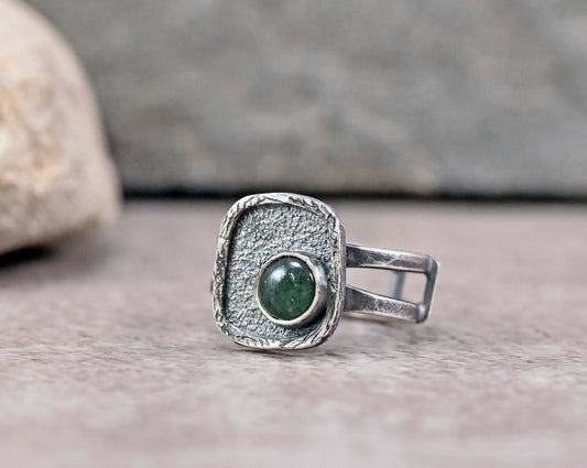 Aventurine and Sterling Silver Ring, Size 6.5