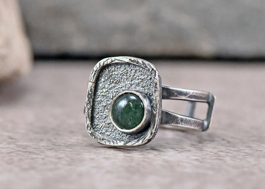 Aventurine and Sterling Silver Ring, Size 6.5