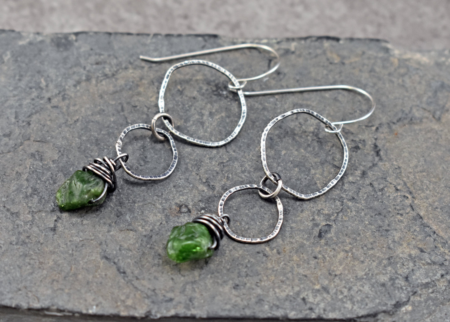 Custom for Sheila - Chrome Diopside and Sterling Silver Circle Earrings