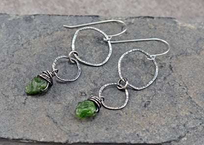 Custom for Sheila - Chrome Diopside and Sterling Silver Circle Earrings