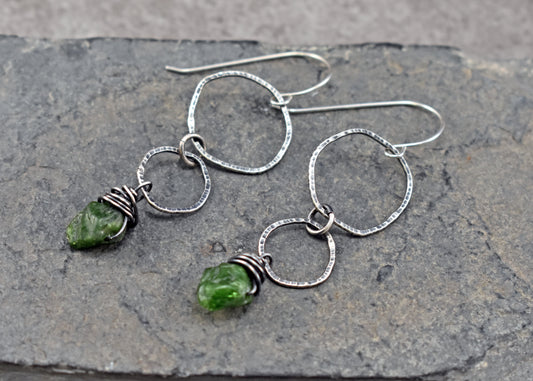 Custom for Sheila - Chrome Diopside and Sterling Silver Circle Earrings