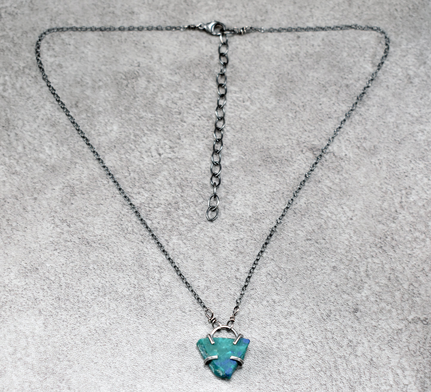 Custom for Sheila - Raw Chrysocolla Prong-Set Sterling Silver Necklace