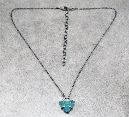 Custom for Sheila - Raw Chrysocolla Prong-Set Sterling Silver Necklace