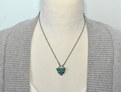 Custom for Sheila - Raw Chrysocolla Prong-Set Sterling Silver Necklace