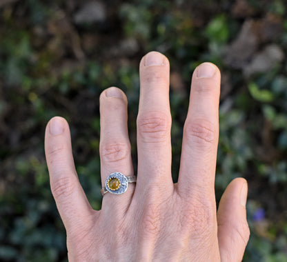 Citrine and Sterling Silver Ring Size 6, Organic Rustic Artisan Silversmith Jewelry