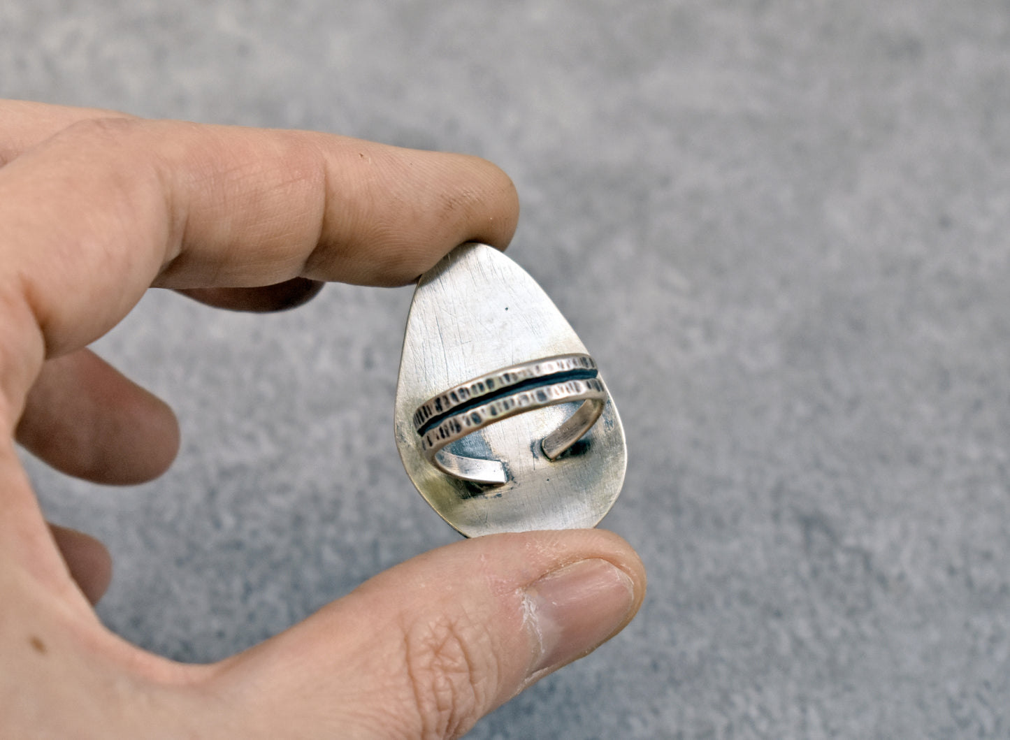 Sterling Silver Statement Ring with Faceted Emerald, Rainbow Moonstone and Amethyst, Size 7.5