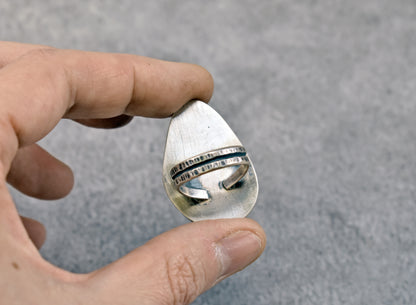 Sterling Silver Statement Ring with Faceted Emerald, Rainbow Moonstone and Amethyst, Size 7.5