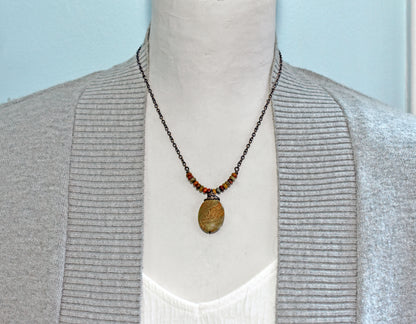 Saturn Jasper, Red Creek Jasper and Copper Necklace, Earthy Fall Color Handmade Jewelry