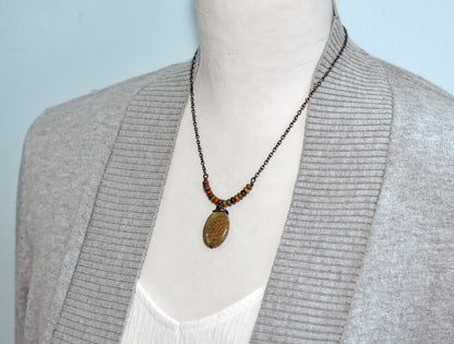 Saturn Jasper, Red Creek Jasper and Copper Necklace, Earthy Fall Color Handmade Jewelry