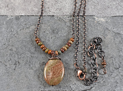 Saturn Jasper, Red Creek Jasper and Copper Necklace, Earthy Fall Color Handmade Jewelry