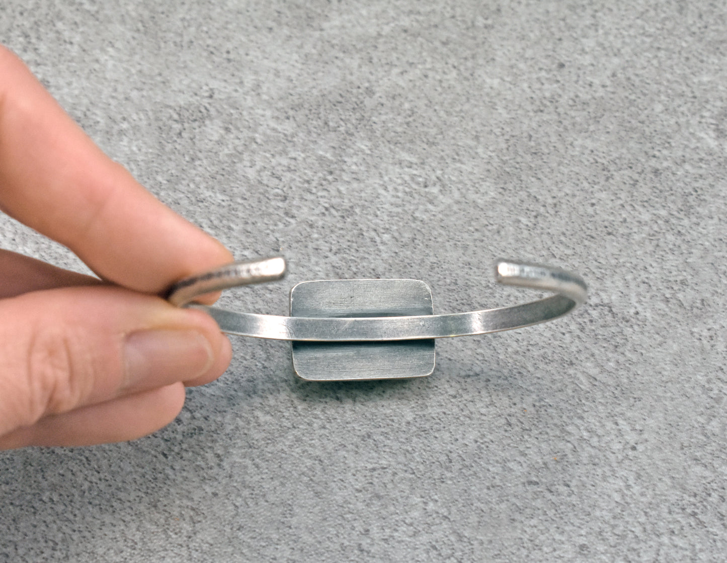 Labradorite and Sterling Silver Cuff Bracelet, Size Medium, Blue Gemstone Silversmith Jewelry