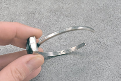 Labradorite and Sterling Silver Cuff Bracelet, Size Medium, Blue Gemstone Silversmith Jewelry