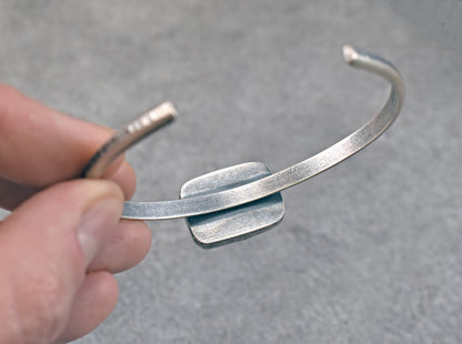 Agate and Sterling Silver Cuff Bracelet, Size Medium, Rustic Artisan Silversmith Jewelry