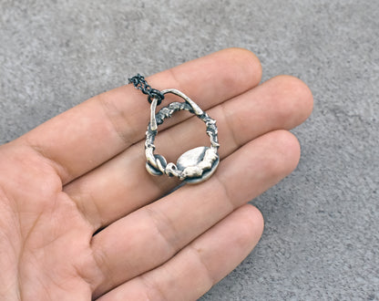 Small Blue Sapphire, Moonstone and Sterling Silver Necklace