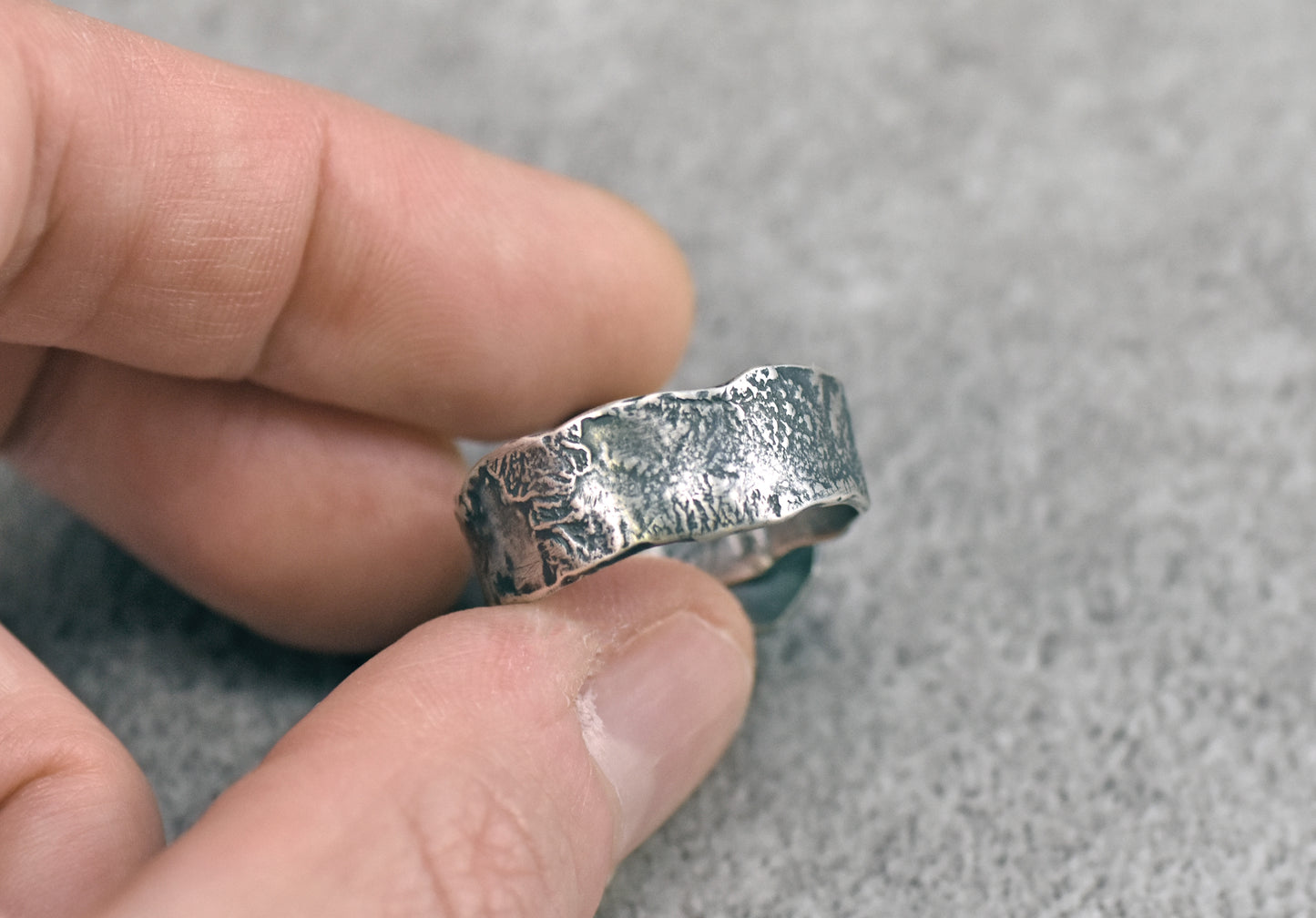 Dark Blue Faceted Sapphire and Sterling Silver Ring, Size 9, Rustic Silversmith Jewelry