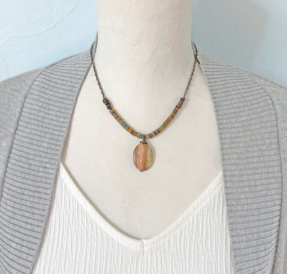 Saturn Jasper, Ocean Jasper and Copper Necklace, Earthy Fall Color Handmade Jewelry