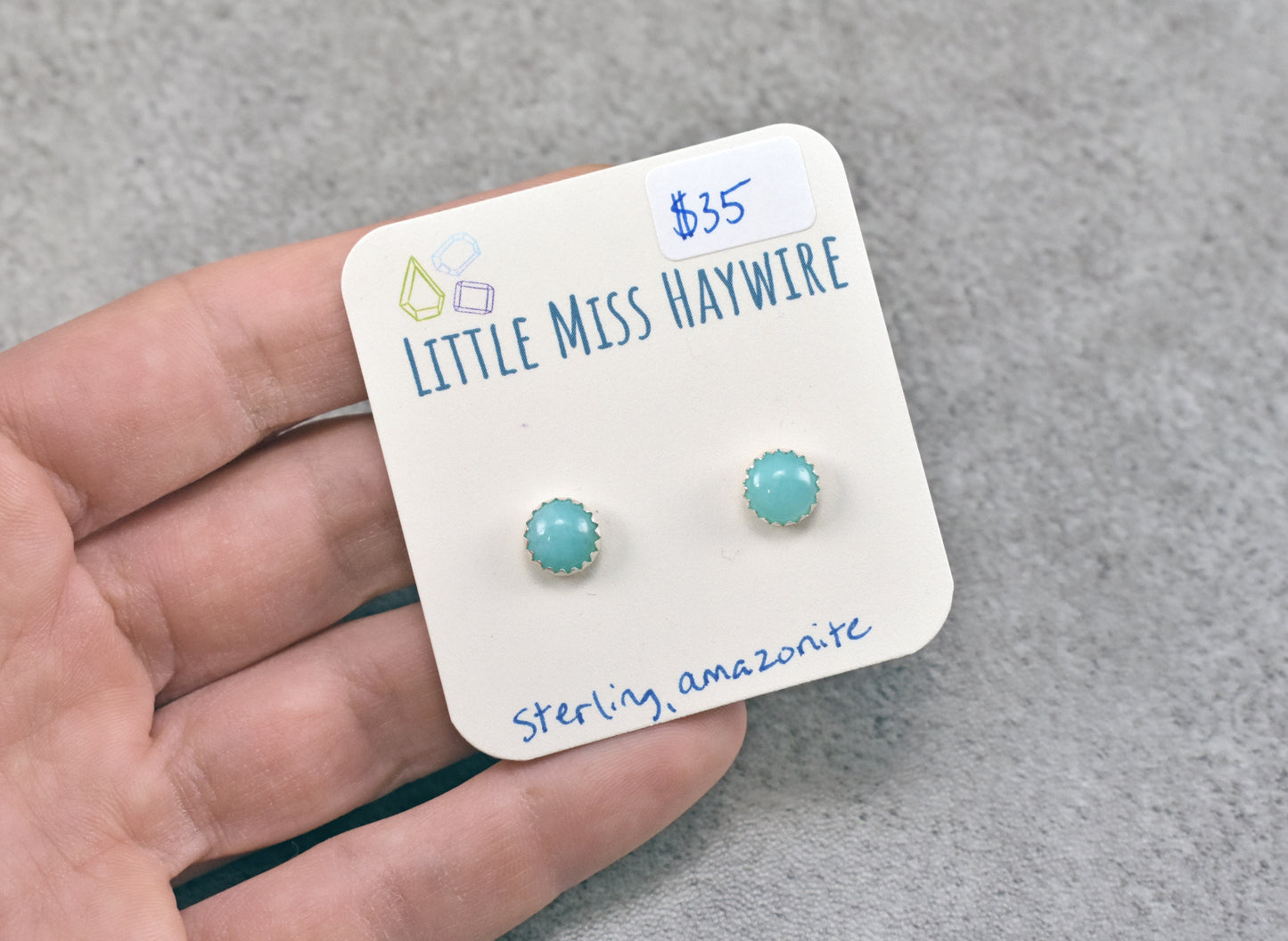 Simple Sterling Silver Gemstone Stud Earrings, Artisan Handmade Post Earrings