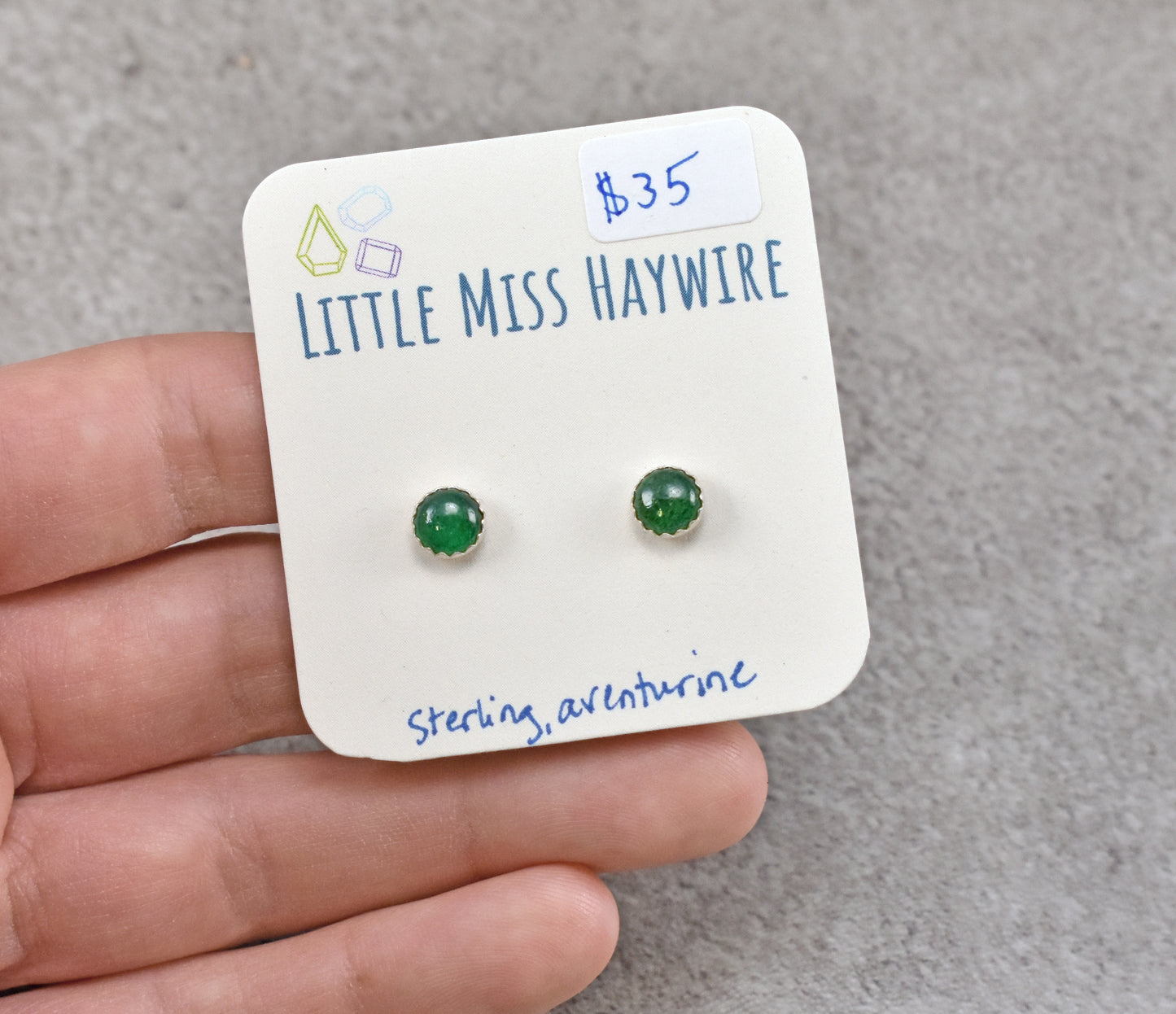 Simple Sterling Silver Gemstone Stud Earrings, Artisan Handmade Post Earrings