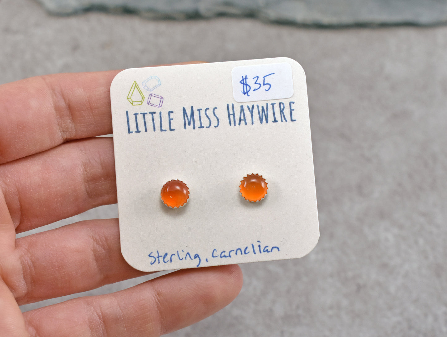 Simple Sterling Silver Gemstone Stud Earrings, Artisan Handmade Post Earrings