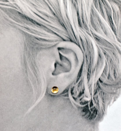 Simple Sterling Silver Gemstone Stud Earrings, Artisan Handmade Post Earrings