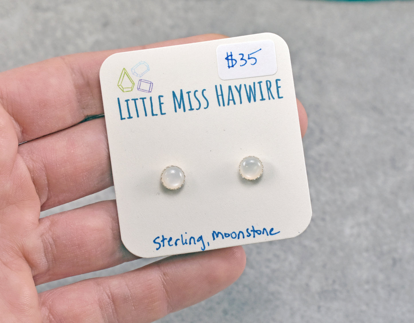 Simple Sterling Silver Gemstone Stud Earrings, Artisan Handmade Post Earrings