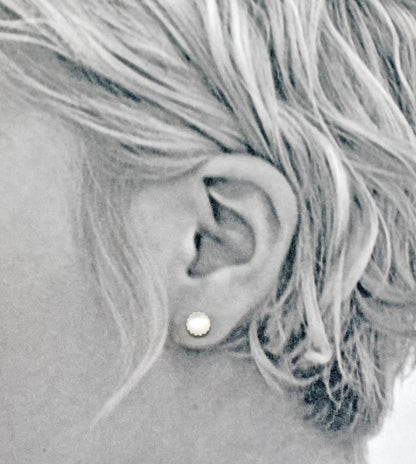 Simple Sterling Silver Gemstone Stud Earrings, Artisan Handmade Post Earrings