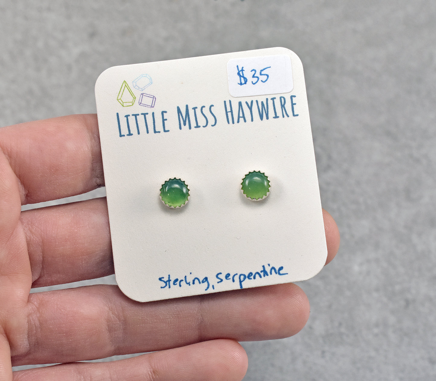 Simple Sterling Silver Gemstone Stud Earrings, Artisan Handmade Post Earrings