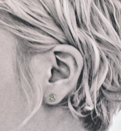 Simple Sterling Silver Gemstone Stud Earrings, Artisan Handmade Post Earrings