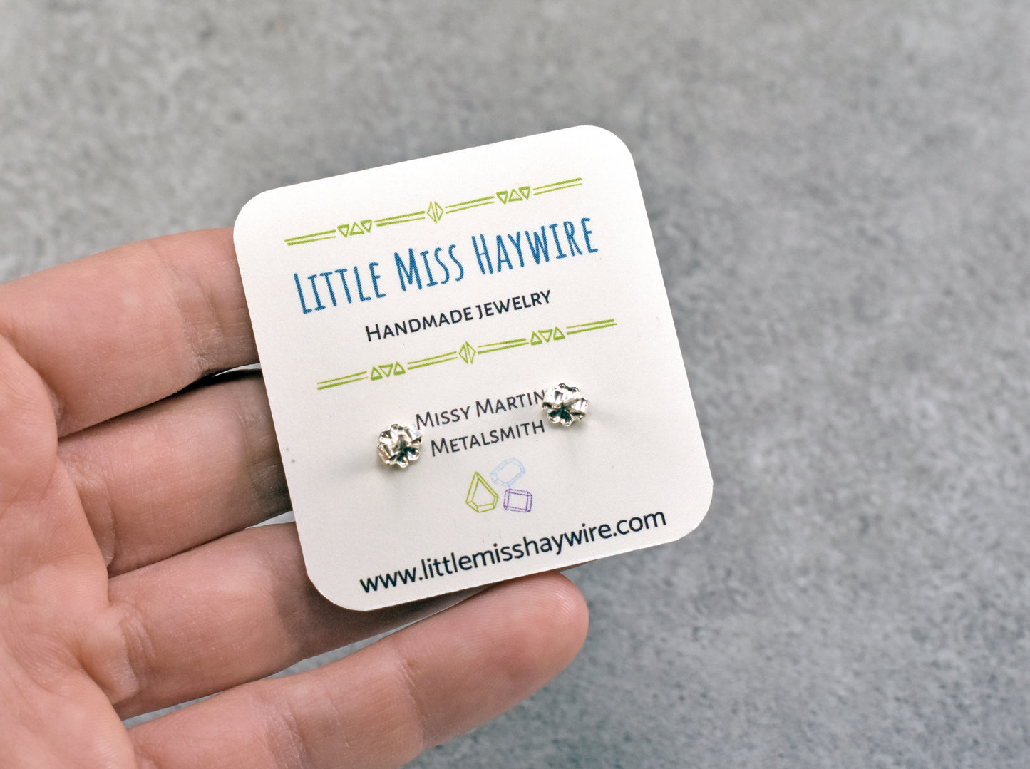 Simple Sterling Silver Gemstone Stud Earrings, Artisan Handmade Post Earrings