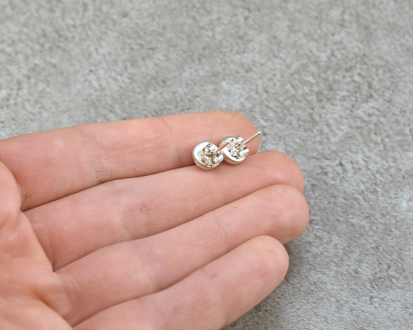 Simple Sterling Silver Gemstone Stud Earrings, Artisan Handmade Post Earrings