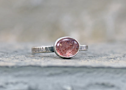 Strawberry Quartz and Sterling Silver Ring Size 8.5