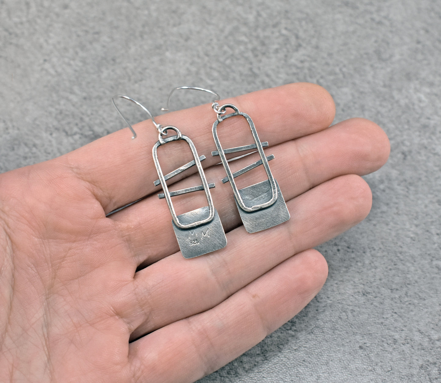 Tourmalinated Quartz and Sterling Silver Statement Dangle Earrings
