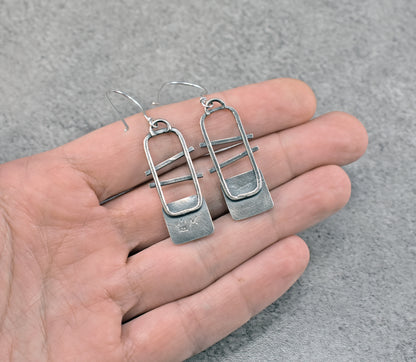 Tourmalinated Quartz and Sterling Silver Statement Dangle Earrings