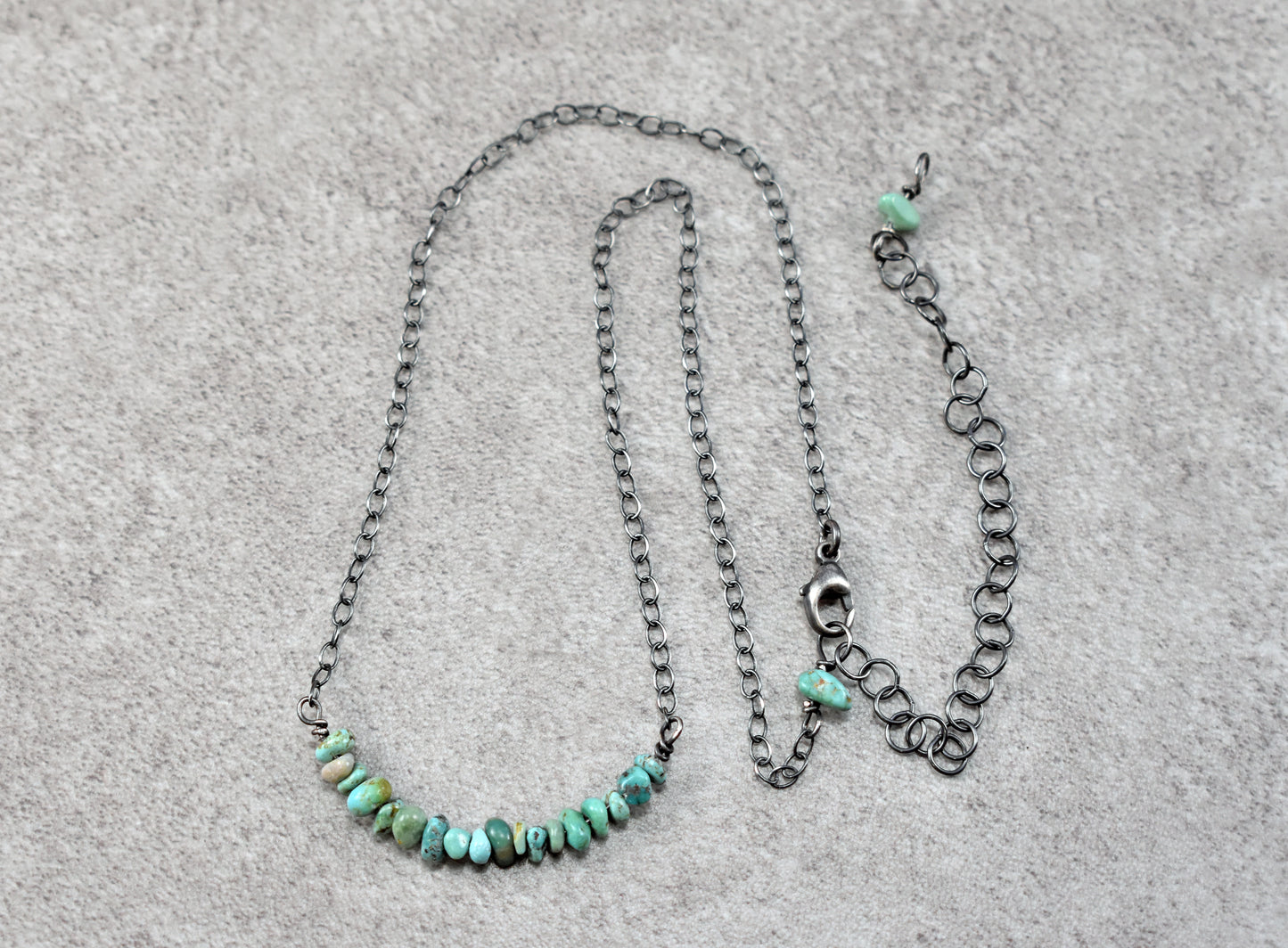 Simple Turquoise and Sterling Silver Necklace, Natural Rustic Light Green Blue Gemstone Jewelry