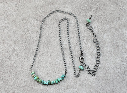 Simple Turquoise and Sterling Silver Necklace, Natural Rustic Light Green Blue Gemstone Jewelry