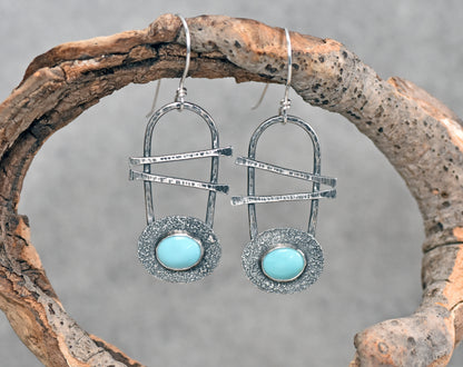 Turquoise and Sterling Silver Statement Dangle Earrings