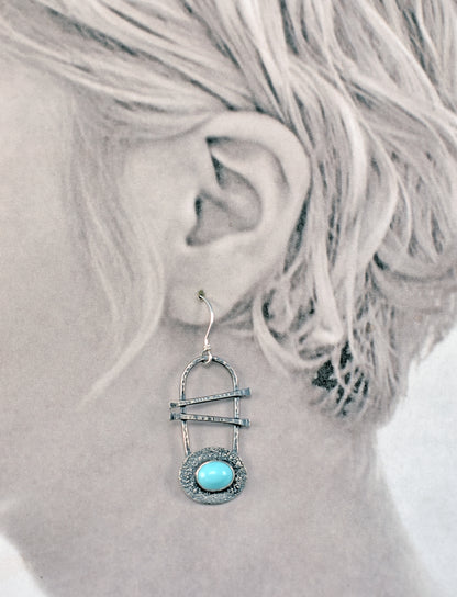 Turquoise and Sterling Silver Statement Dangle Earrings